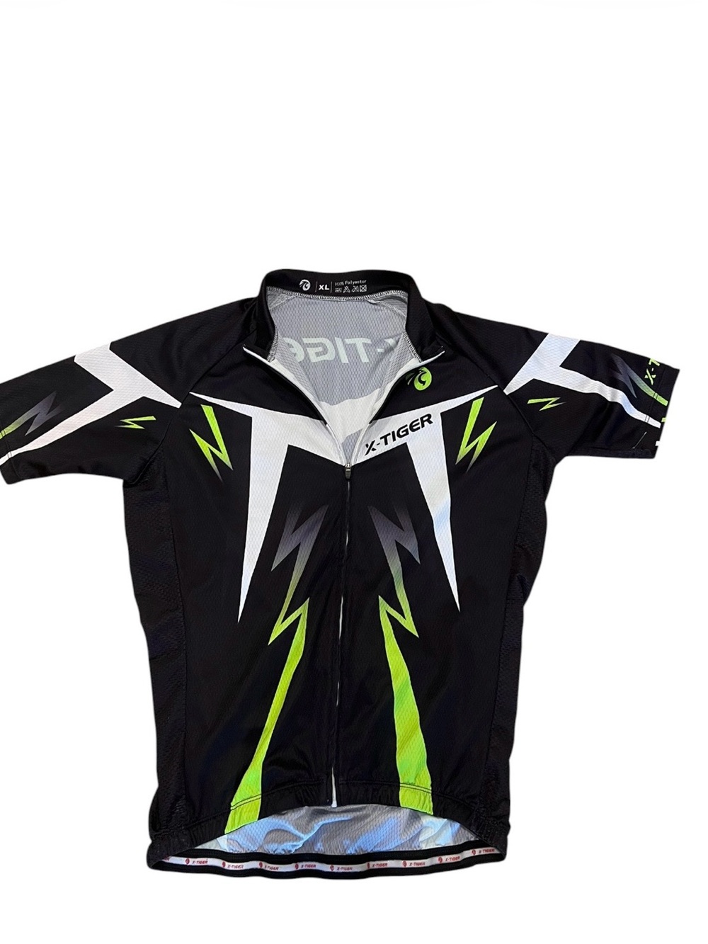 X-Tiger Men’s Black Cycling Jersey with Neon Green Accents